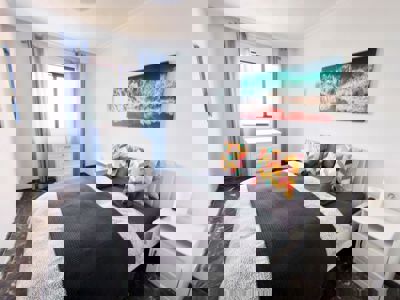 Room ready for guests in the bedroom of Buenavista The Blue Oyster, Los Gigantes.