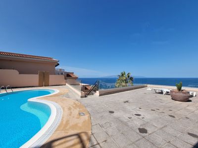 Tranquil pool area at Buenavista The Blue Oyster, Los Gigantes.