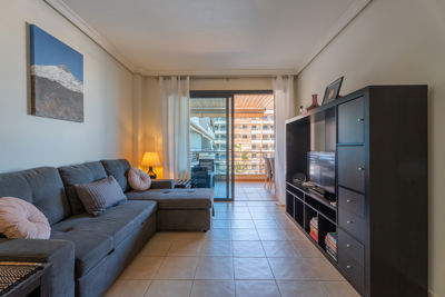 Large and bright living room in Teide View, Los Gigantes, with sea views.