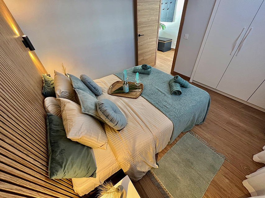 Bedroom of Ocean View Luxury Apartment in Callao Salvaje, Tenerife, designed for tranquility and sleep.