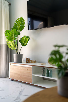 Living room of the Amarilla Golf Marina Vista Mar apartment with natural light and a cozy atmosphere.