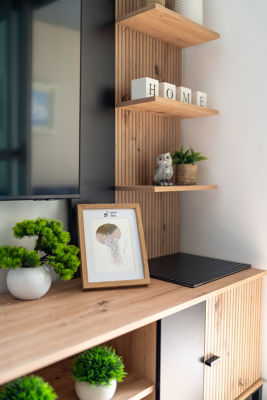 Spacious living room with modern decor and comfortable furniture in vacation rental La Vista del Mar, Canary Islands, Spain.