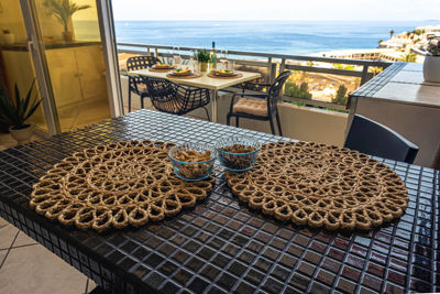 Spacious living room with modern furniture and sea views in a vacation rental in Canary Islands, Spain