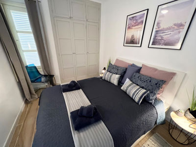 Double bed in the bedroom of Orlando Sea View in Costa Adeje.