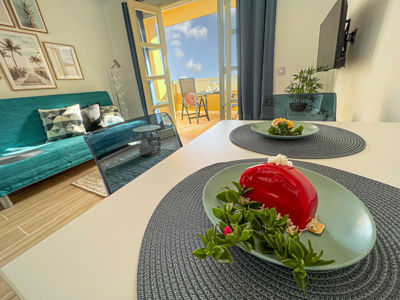 Living room of the decorated house at Orlando Sea View, Costa Adeje.